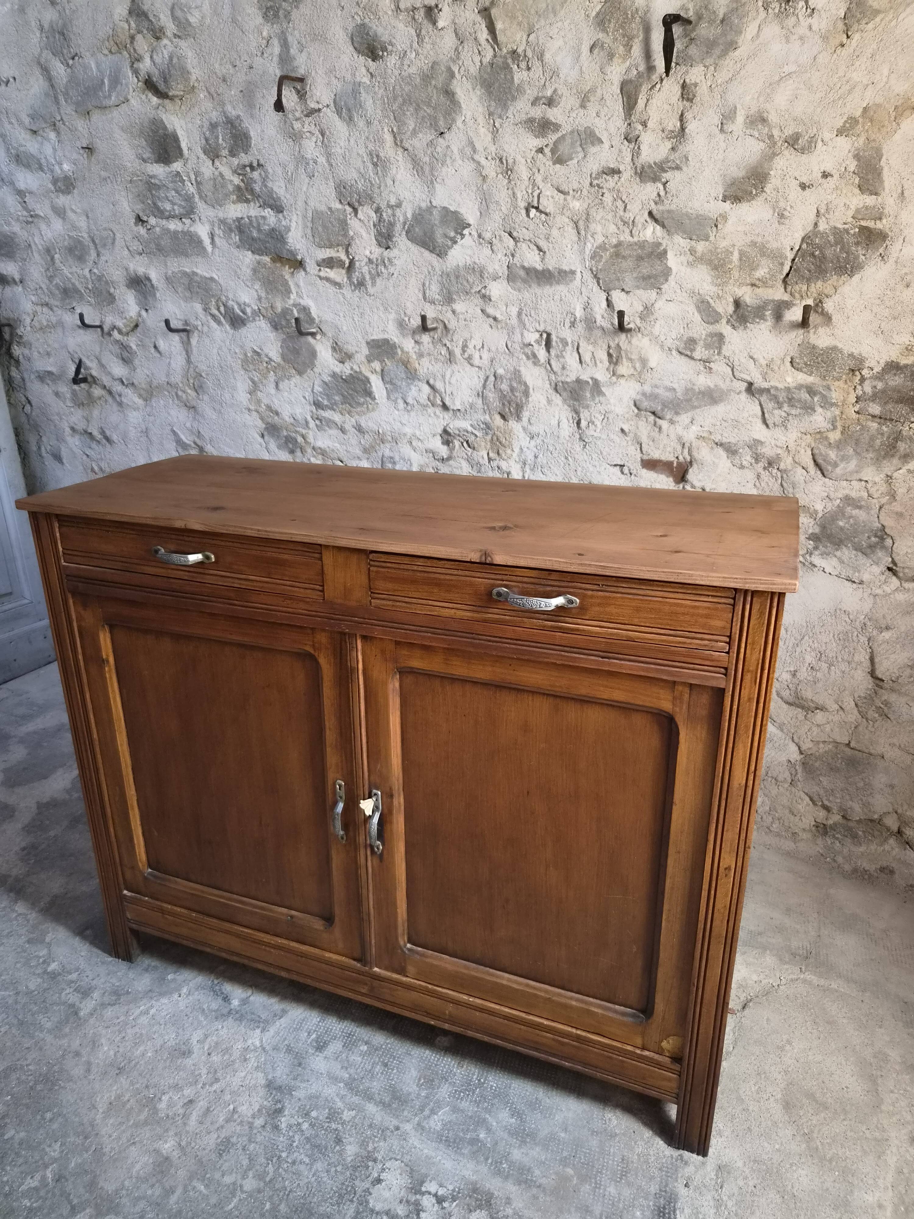 French country buffet, rustic kitchen furniture, wooden buffet, circa 1930–1950.