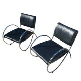 2 Fauteuils Design en métal chromé, 1980