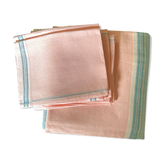 Tablecloth and eight matching towels in vintage cotton size: H-195xL140cm-