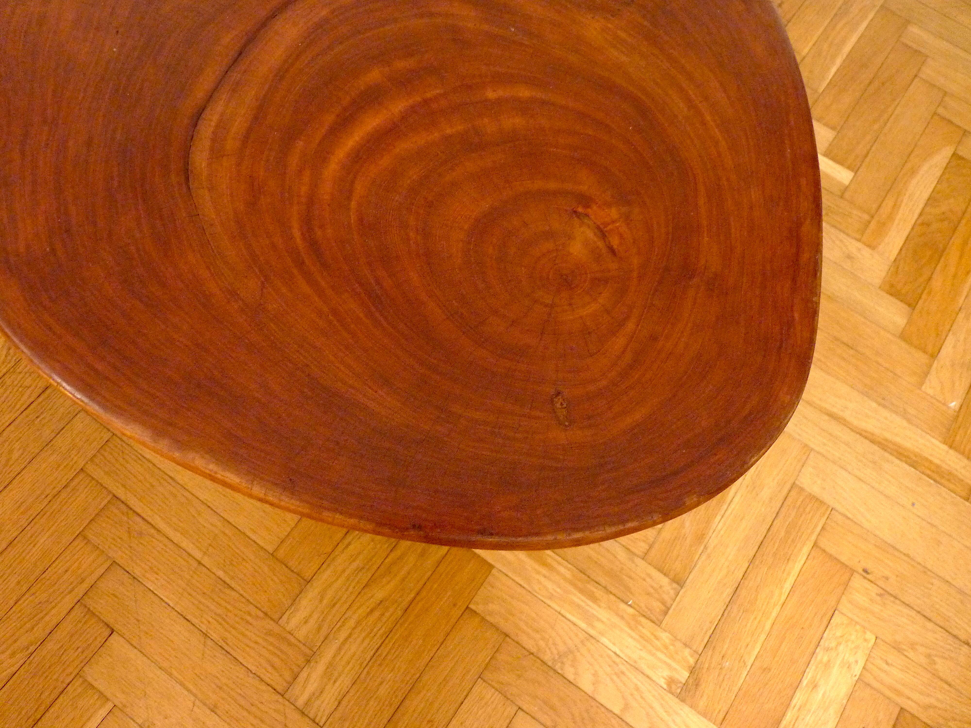 Table basse en bois de neem cuivré aspect coquillage