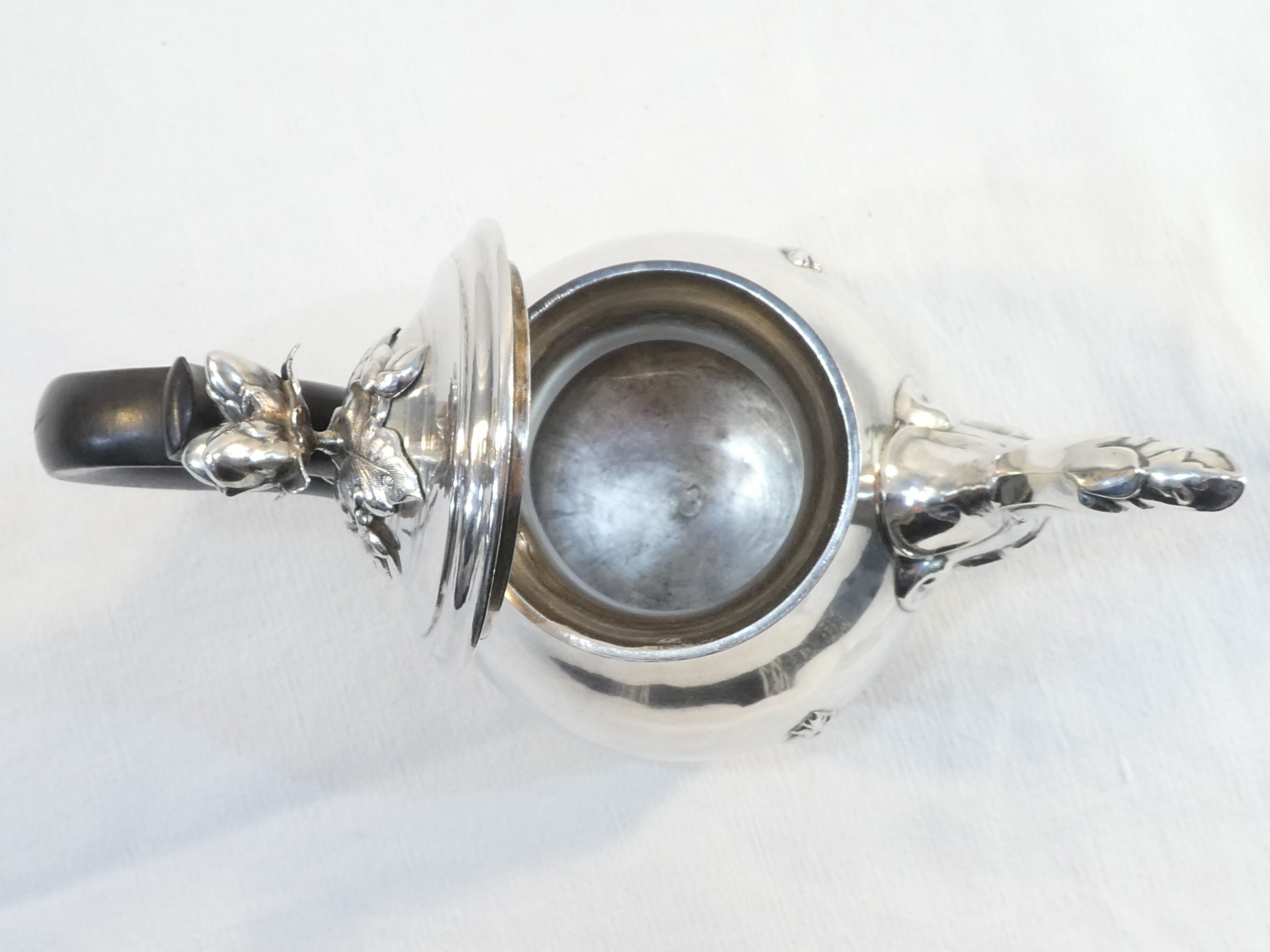 Theiere pourer in solid silver handle in ebene minerve martial fray 19th