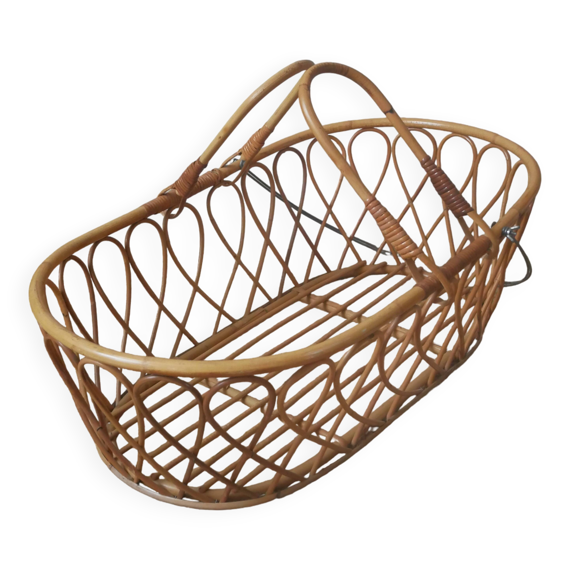 Rattan wicker bamboo basket vintage nacelle handcrafted Scandinavian bohemian boho decoration