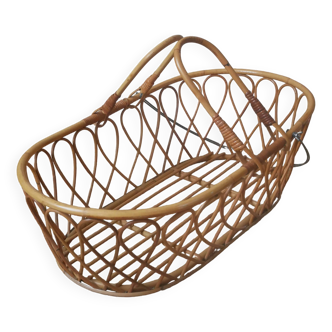 Couffin rotin osier bambou nacelle vintage fabrication artisanale décoration bohème boho scandinave