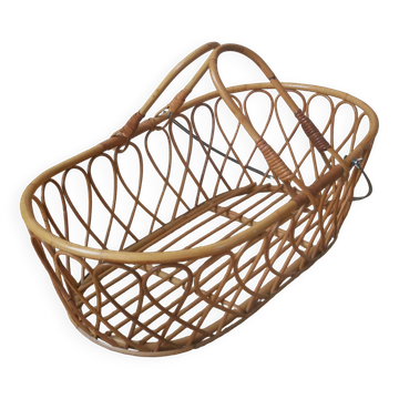 Rattan wicker bamboo basket vintage nacelle handcrafted Scandinavian bohemian boho decoration