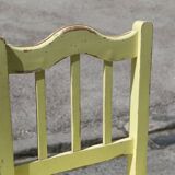 Formica and yellow wood chair