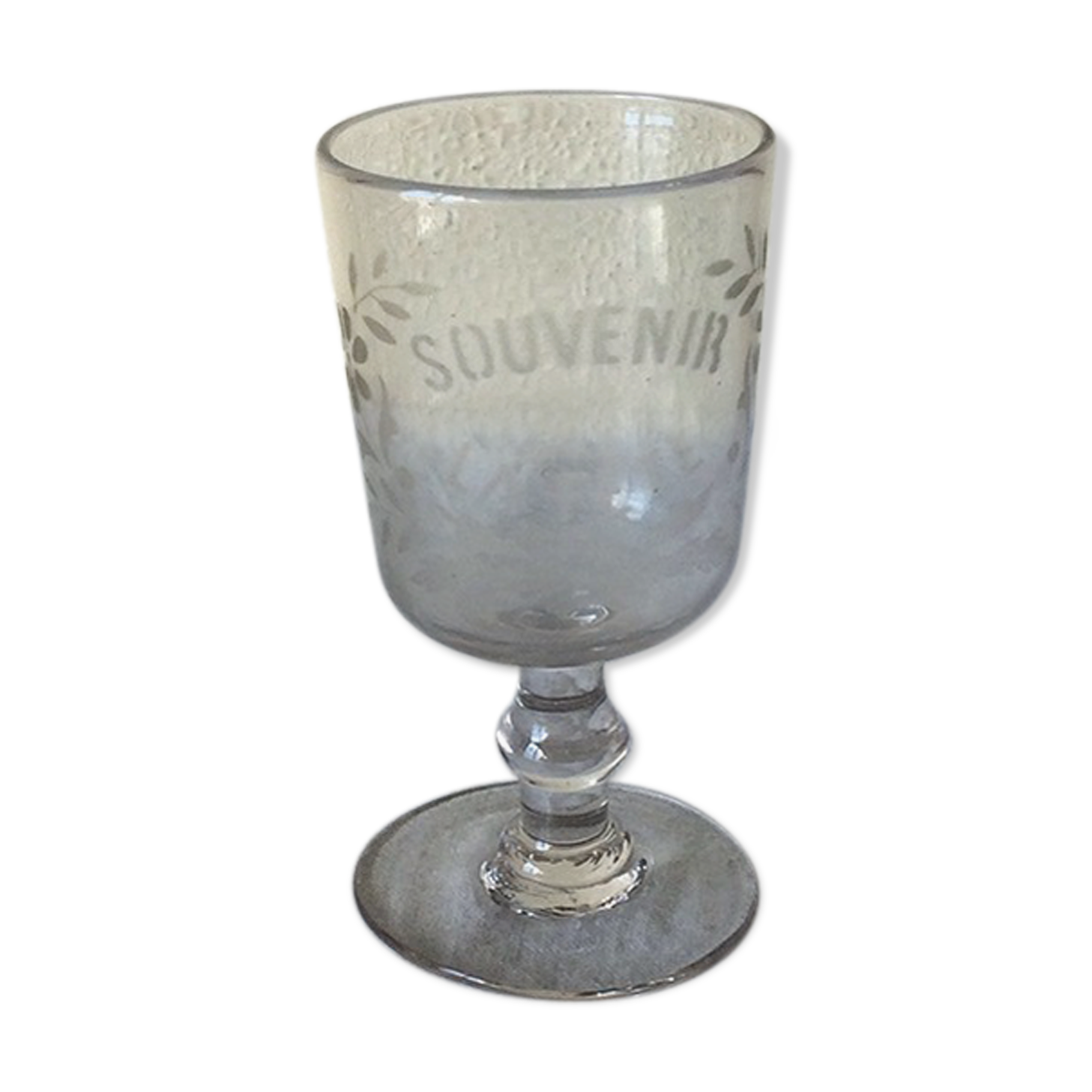 Ancient glass engraved "remembering the party"