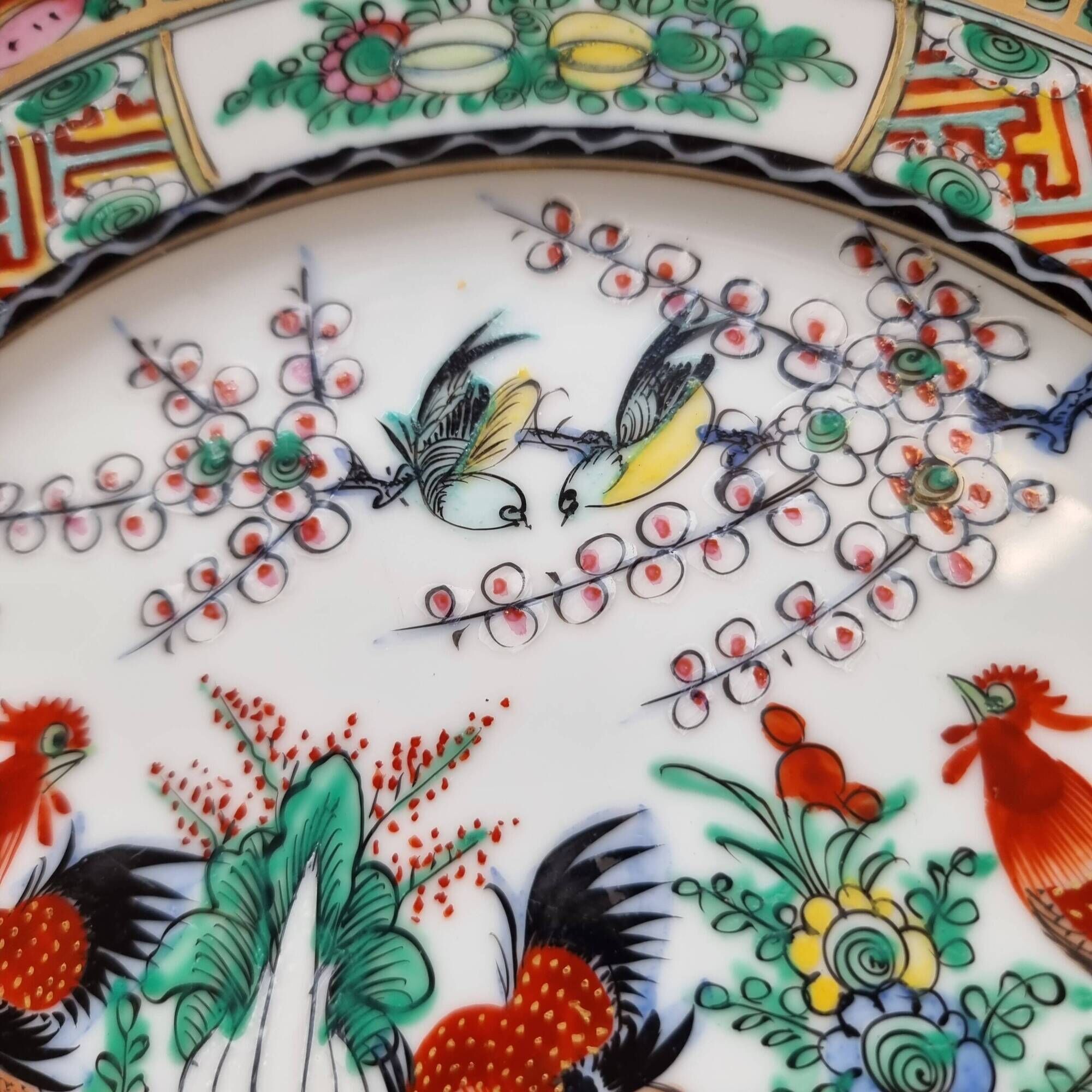 Set of 6 vintage Chinese porcelain plates from Macau (1970) hand painted
