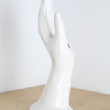 White hand ceramic ring sizer doilies