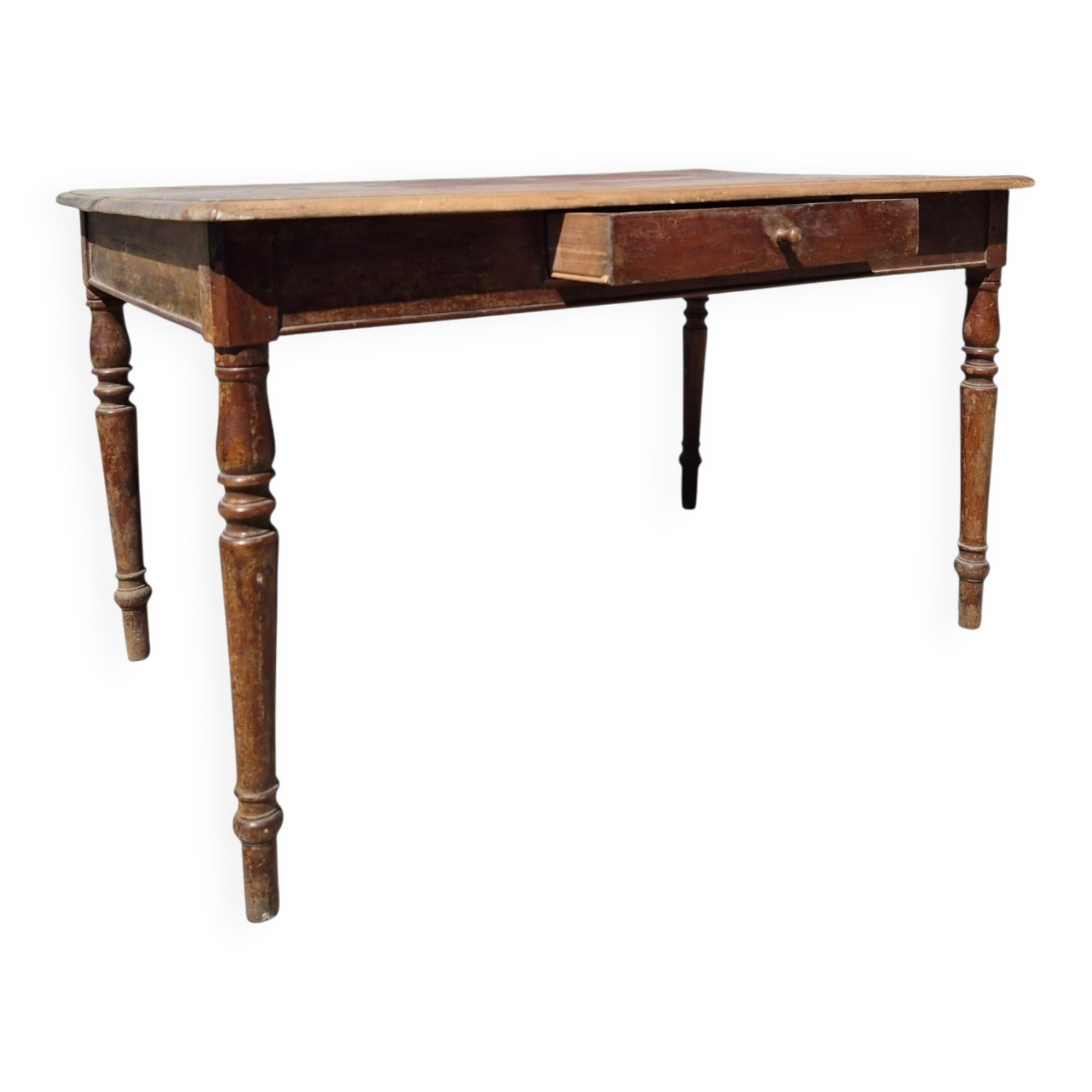 Antique French kitchen table 127 x 83 cm with drawer rustic