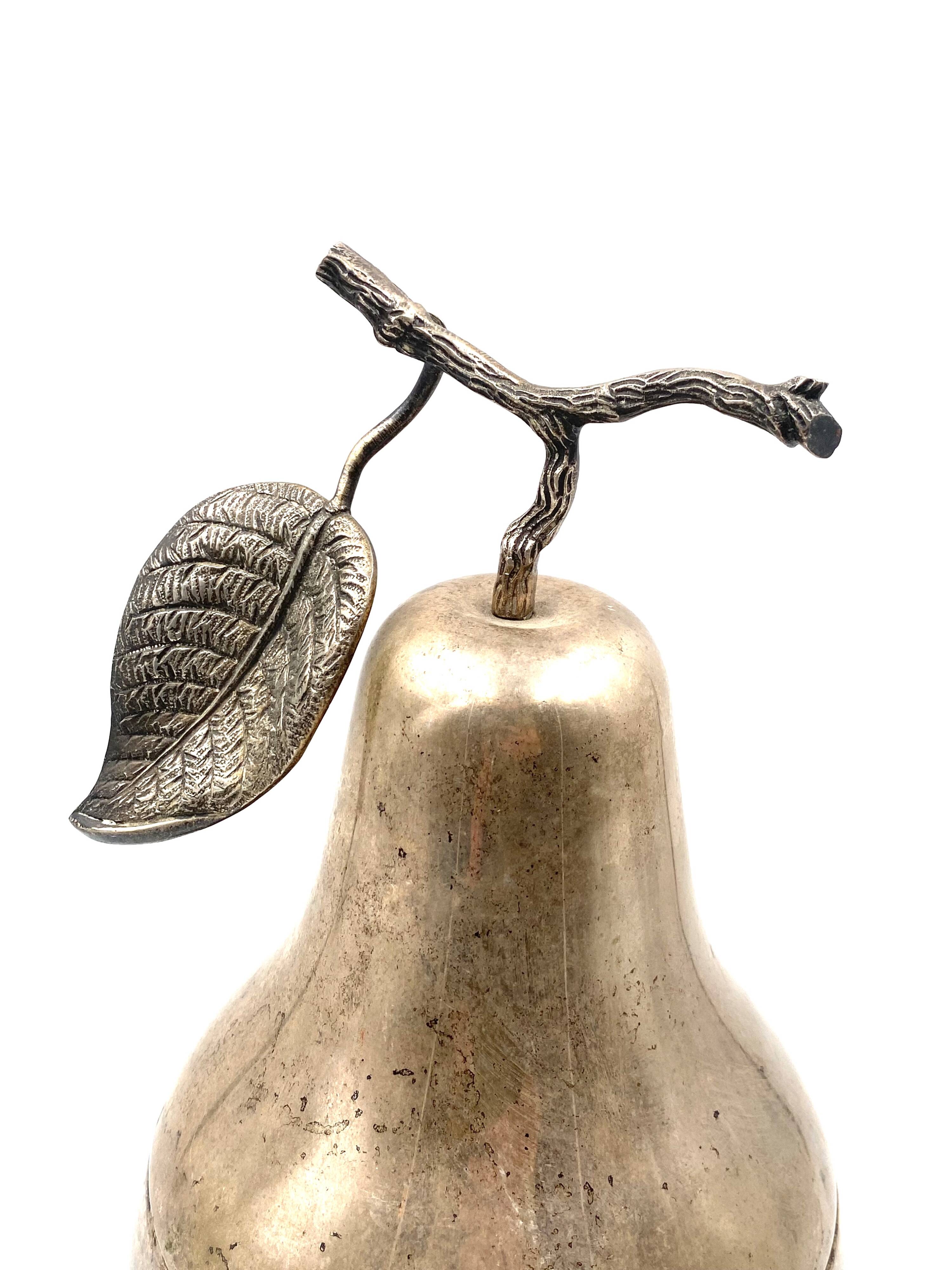 Modern silver-plated Pear wine cooler / ice bucket, Teghini Firenze Italy 1970s