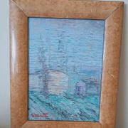 oil painting on hardboard signed Moretti