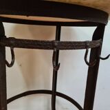 Iron pedestal table and marble top