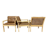 Suite de 3 fauteuils cuir design scandinave "bernt petersen" 1960.