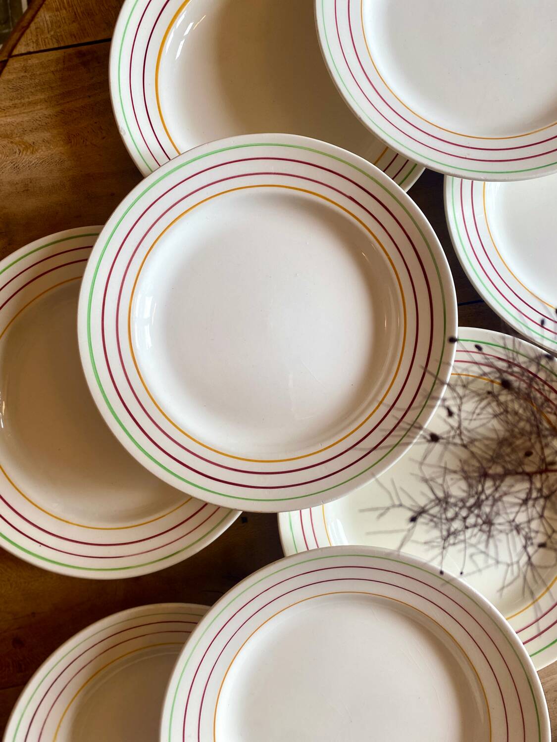 Set of 12 vintage flat plates, Jeannio de Gien model