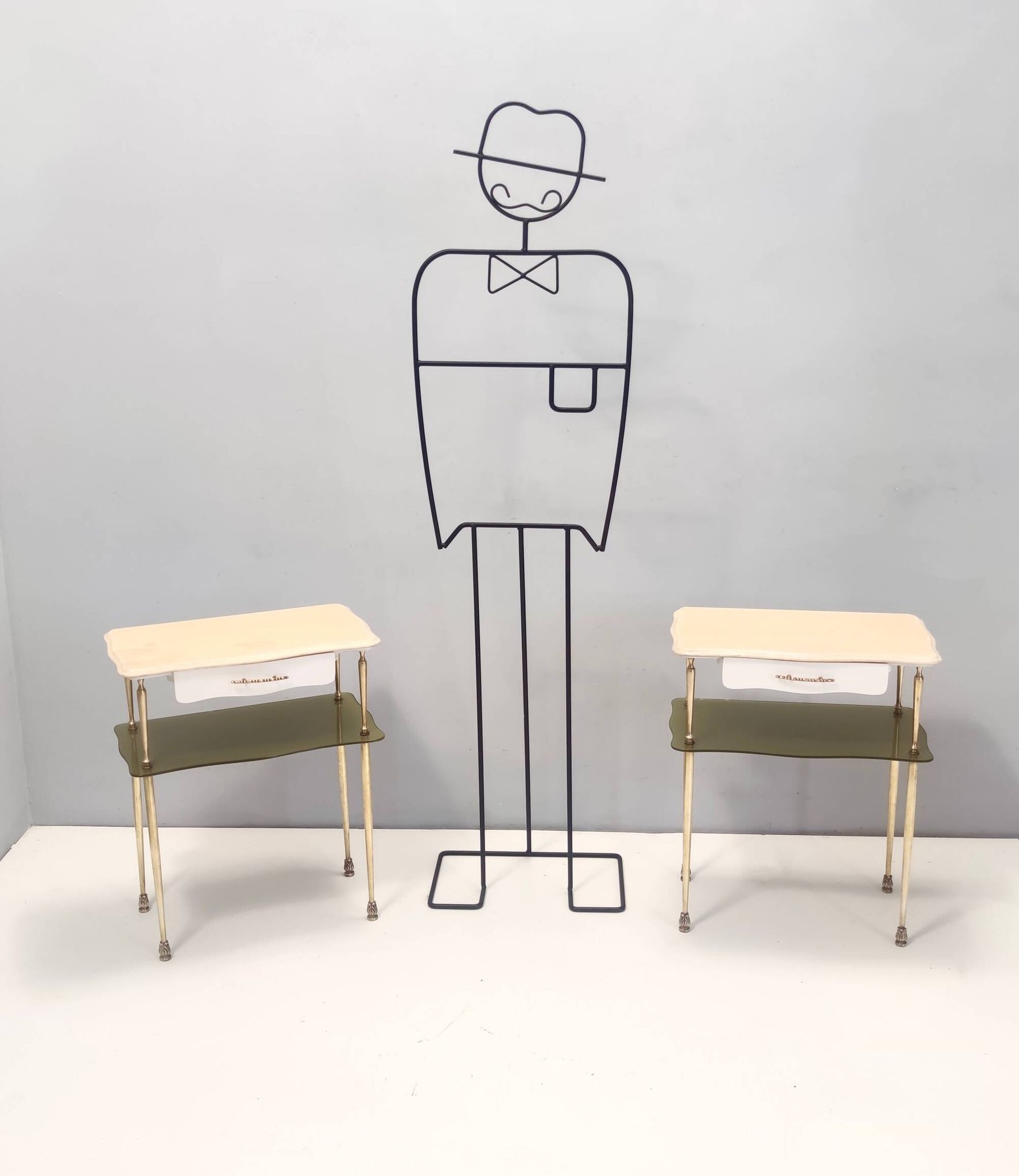 Pair of White Lacquered Nightstands with Marble Tops and Glass Shelves, Italy