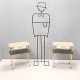 Pair of White Lacquered Nightstands with Marble Tops and Glass Shelves, Italy