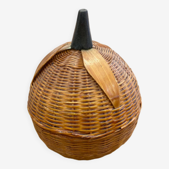 Wicker rattan box in the shape of apple fruit