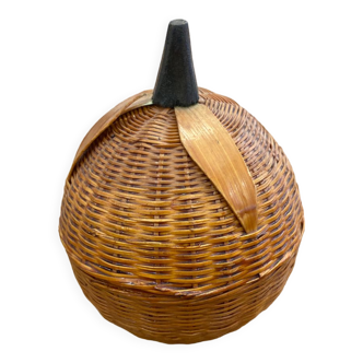 Wicker rattan box in the shape of apple fruit