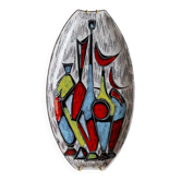 Multicolor Hand-Painted Ceramic Wall Plate, Vintage Studio, Italian 1970s Mid-Century Design