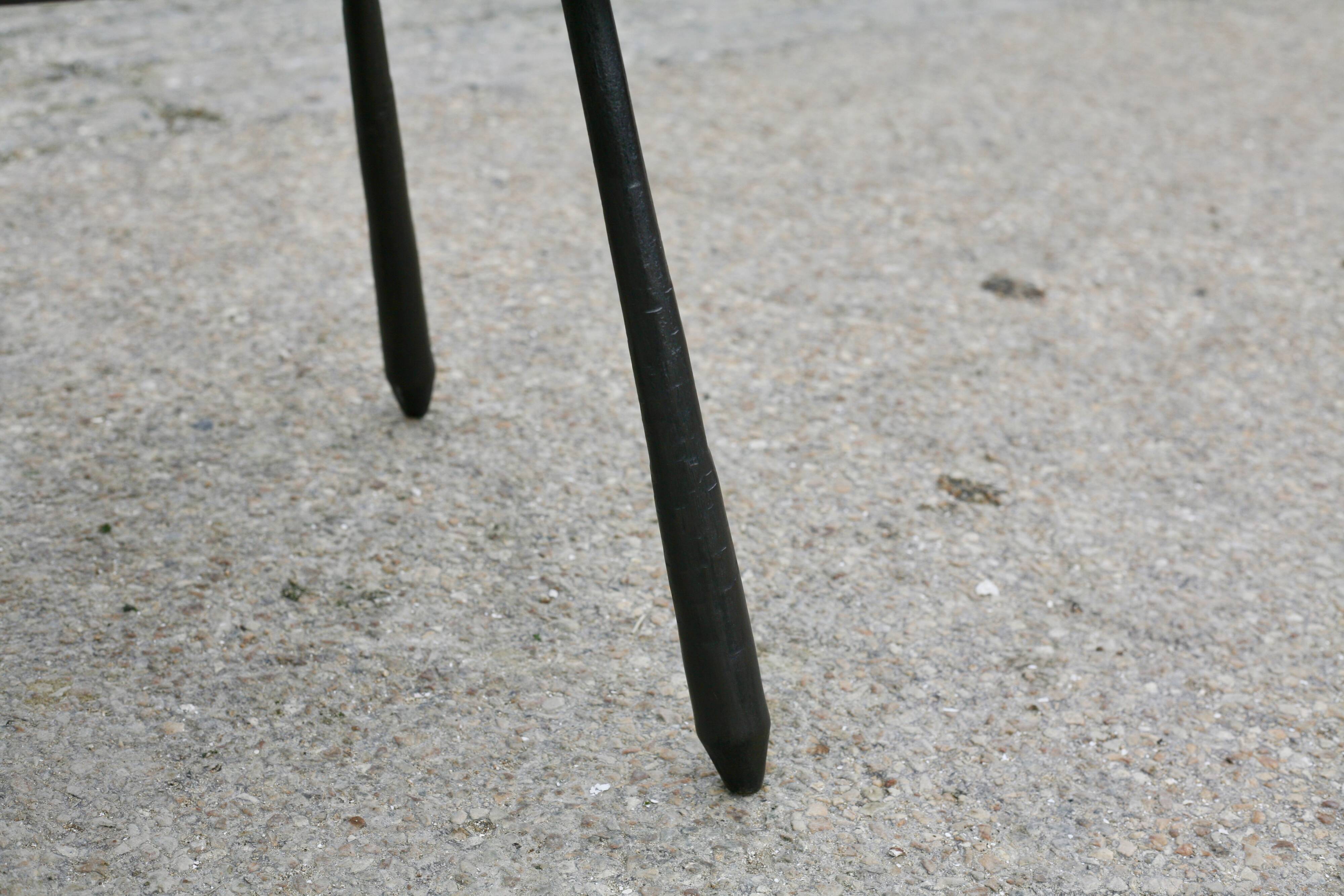 Brutalist coffee table, slate top and steel base, France, 1960s