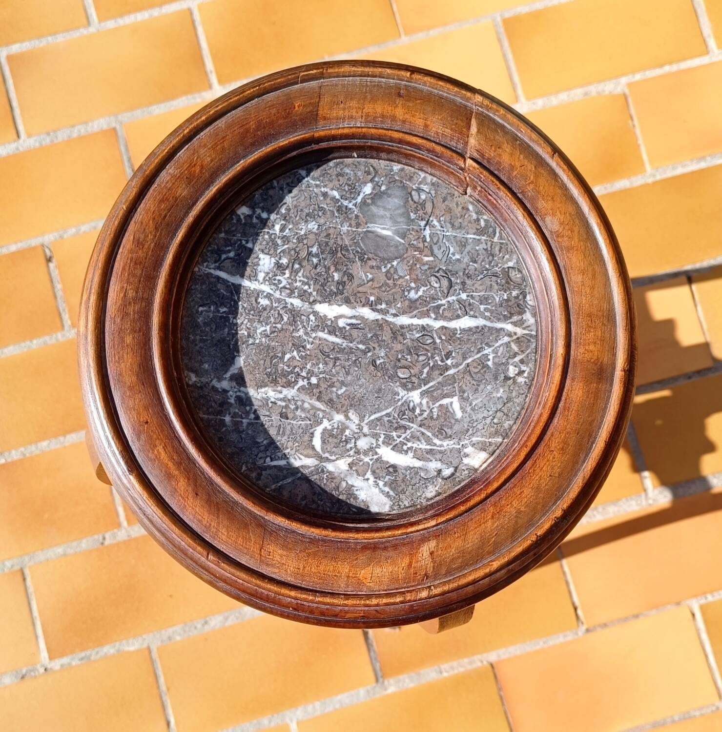 Wooden and marble side table