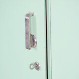 Turquoise Bauhaus three door wardrobe made in 1930s Czechia by Vichr a spol.