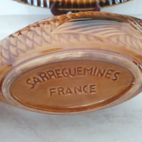 Sarreguemines / Grand plat de service et sa saucière forme poisson