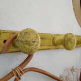 Coat rack - antique hook in patinated yellow wood
