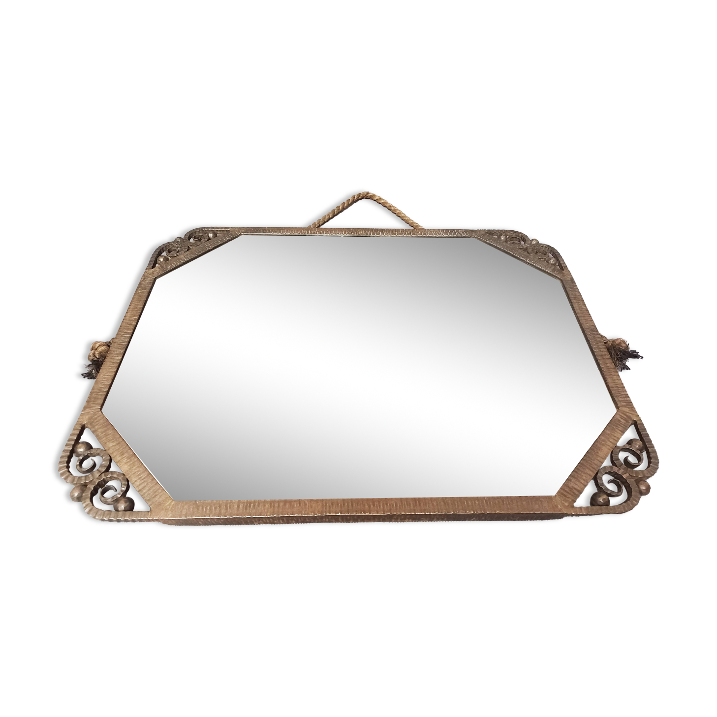 Art Deco mirror 1930 in beaten iron