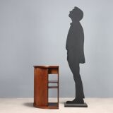 Small vintage cabinet in wood and white glass, Italian design, 1960s-1970s, original