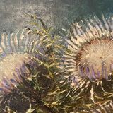 Old painting, still life with thistles signed C.Jung, 1928