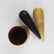 Carl Aubock II "The Bombs" salt and pepper shakers, walnut & horn, 1950s