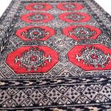 Handmade vintage Uzbek Bukhara rug 84cm x 127cm 1970s