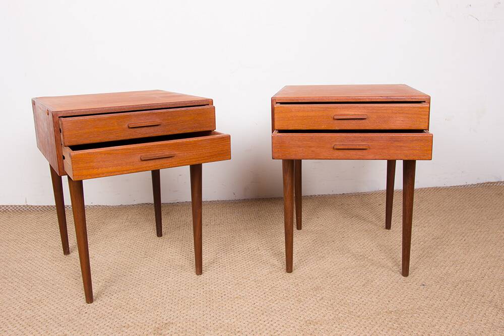 Pair of Danish teak bedside tables by PBJ Mobler 1960