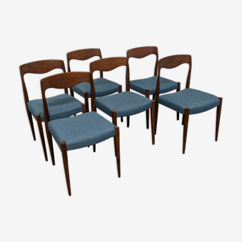 Set of 6 Danish teak chairs from the 60s/70s
