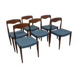 Set of 6 Danish teak chairs from the 60s/70s