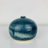 Vase boule céramique bleu, vintage