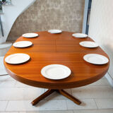 Extendable round dining table, teak, 1960