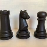 Trio of chess game candlesticks, rook, knight, pawn