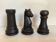 Trio of chess game candlesticks, rook, knight, pawn
