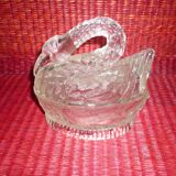Swan-shaped glass butter dish