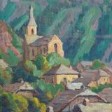 Mountain landscape painting Haute savoie La vacheresse