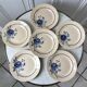 Set of 6 dessert plates blue flowers saint-amand 30s-40s