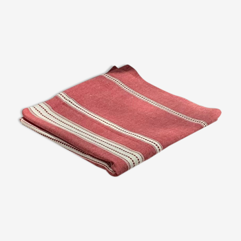 Nappe en lin vintage couleur rose et blanche