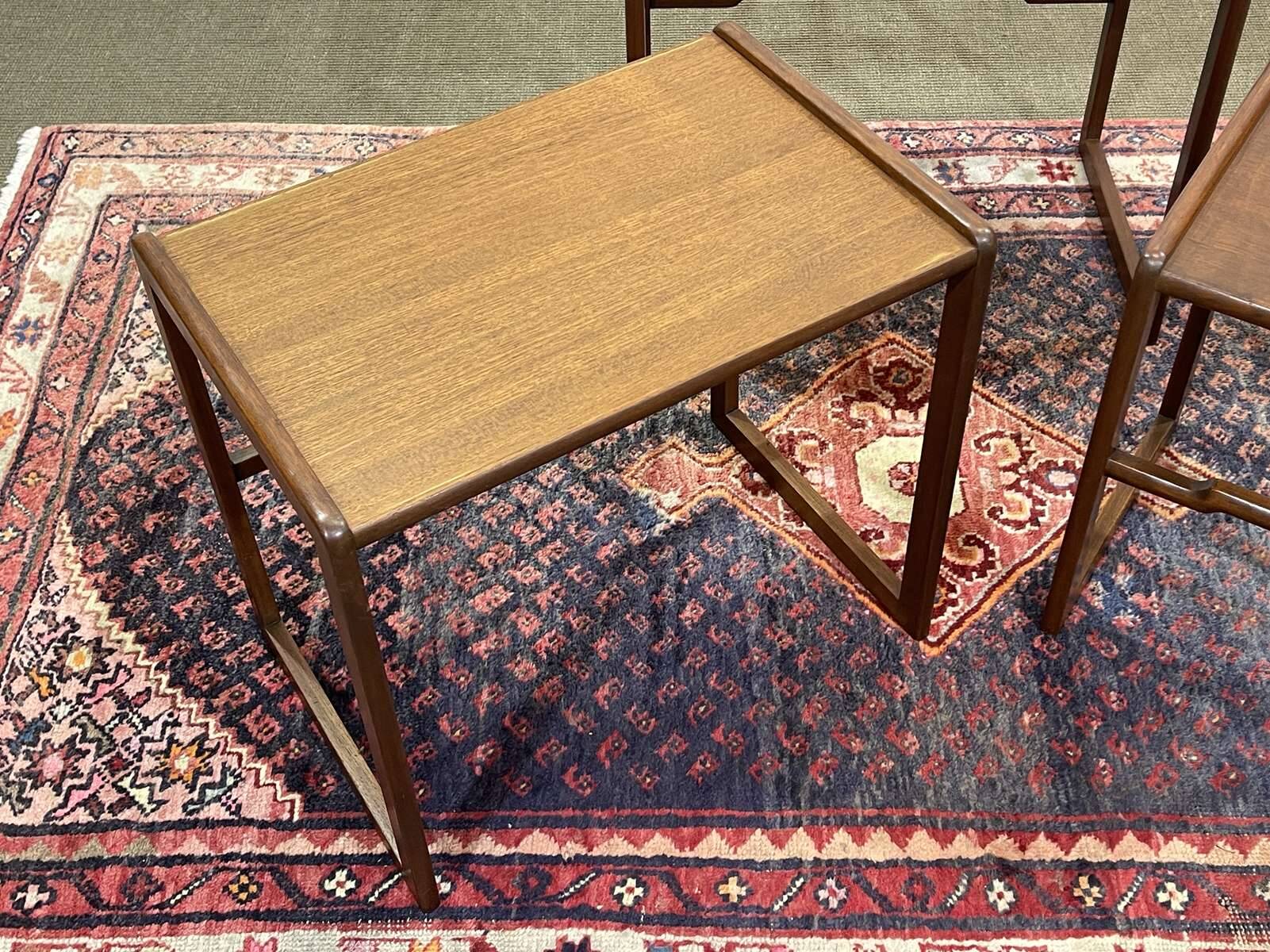 Set of 3 English teak nesting tables from the 1970s