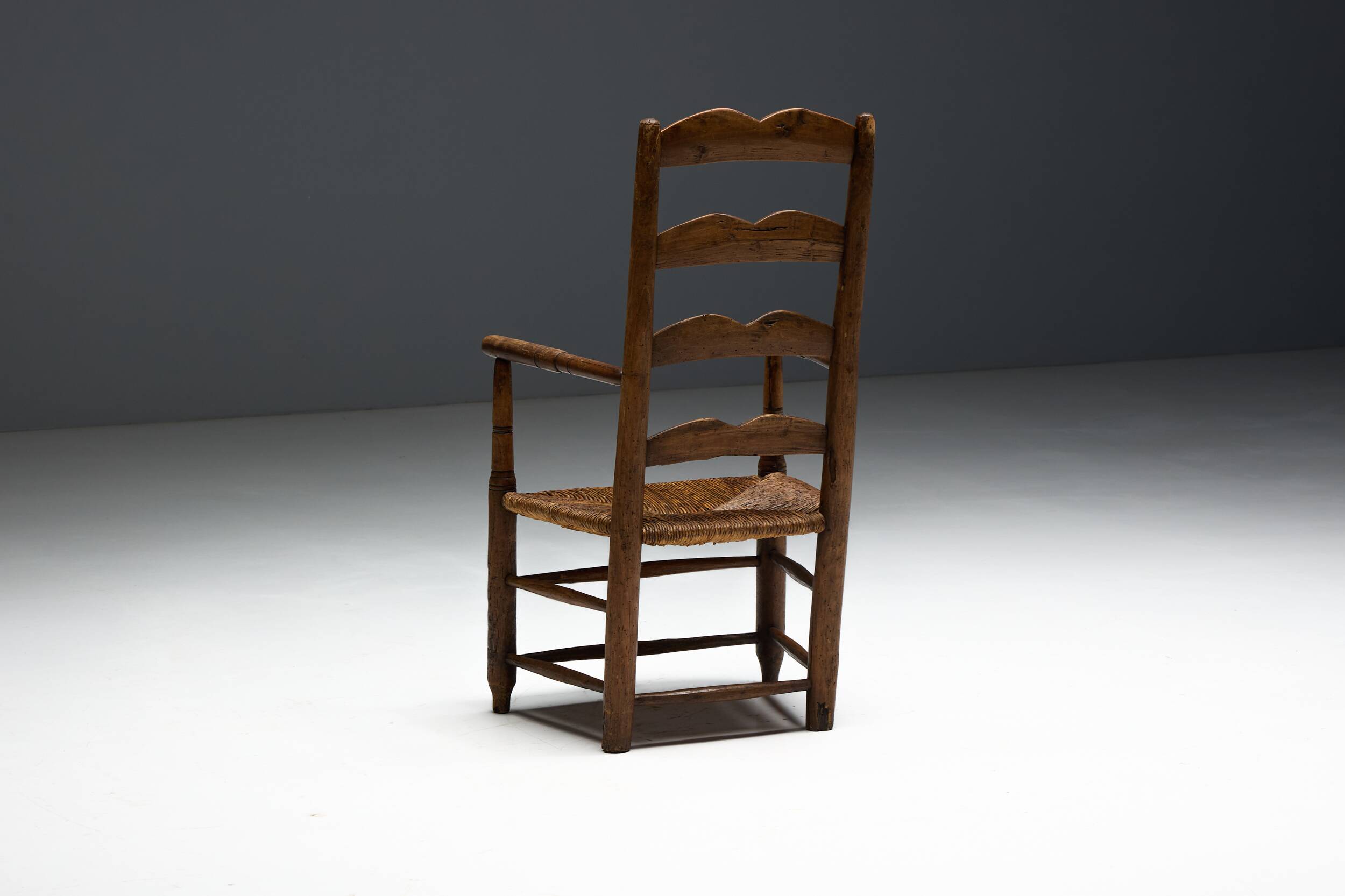 Rustic Ladder-Back Armchair, France, Early 20th Century