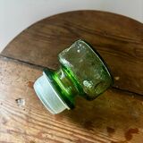 Vintage beautiful green thick honeycomb glass carafe bottle