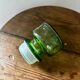 Vintage beautiful green thick honeycomb glass carafe bottle