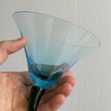 Set of 4 vintage green twisted stem cocktail glasses