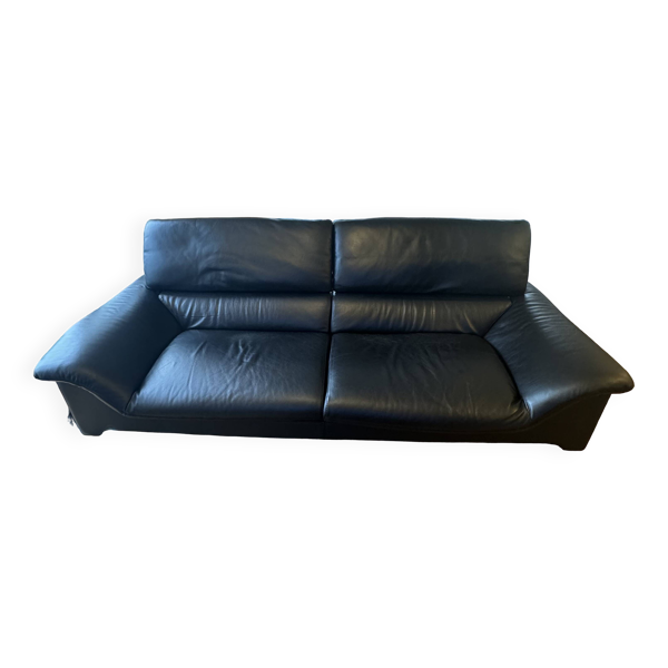 Rochebobois synopsis grand canapé 3 places en cuir design dossiers relevables.